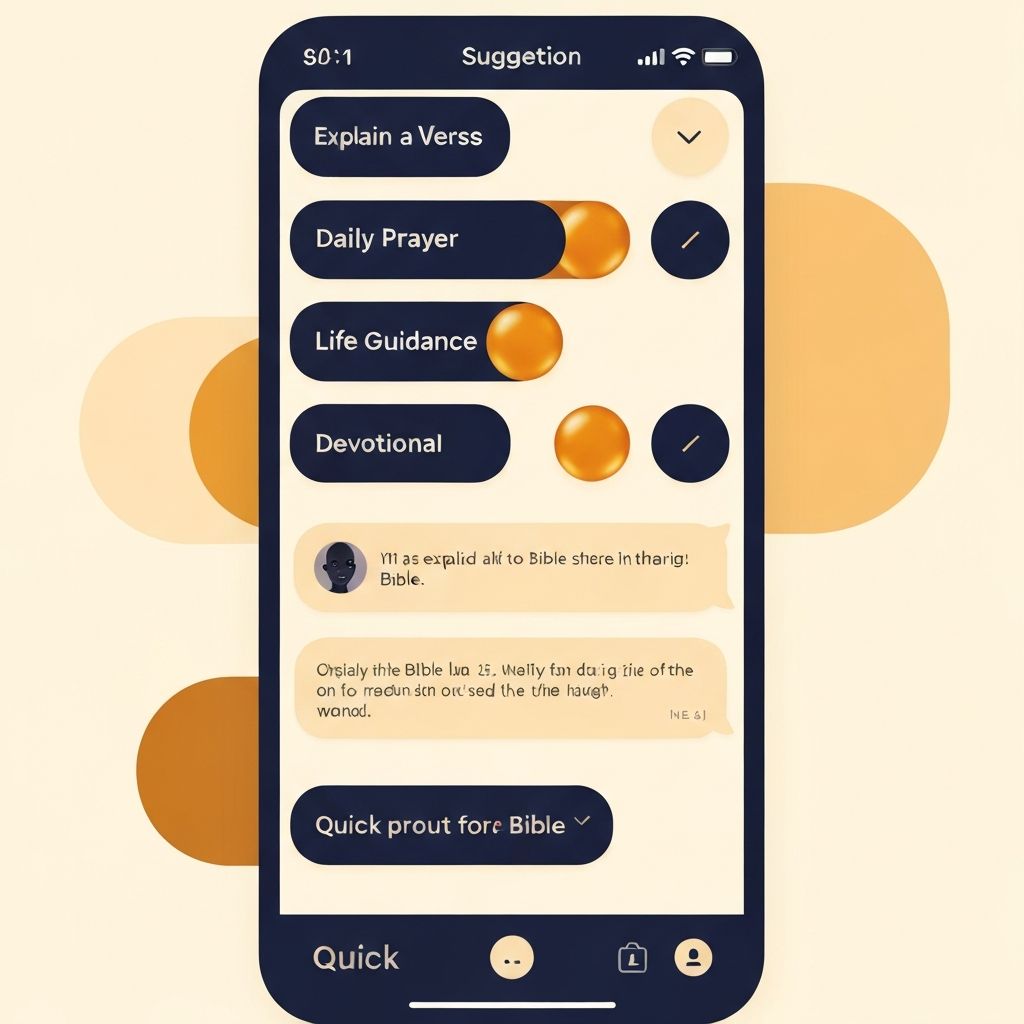 Scripture Mate AI-powered devotional guide chat interface with verse explanations, daily prayers, and life guidance suggestions